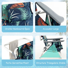 Load image into Gallery viewer, Lot de 2 Chaises de Camping Plage Pliante Table Enroulable en Aluminium Appui-tête Dossier Réglable à 5 Positions 6 Couleurs au Choix -