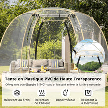 Load image into Gallery viewer, Tente Bulle  Ouverture Instantane pour 6  10 Personnes Tente D么me d'Extrieur 328 x 328 cm Rsistante Aux Intempries Transparent -