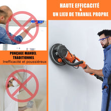 Load image into Gallery viewer, Ponceuse  Pl芒tre Murale 750W 脴 225mm Aluminium 6 Vitesses Variables Lumires LED Manche Tlescopique 12 Disques Abrasifs -