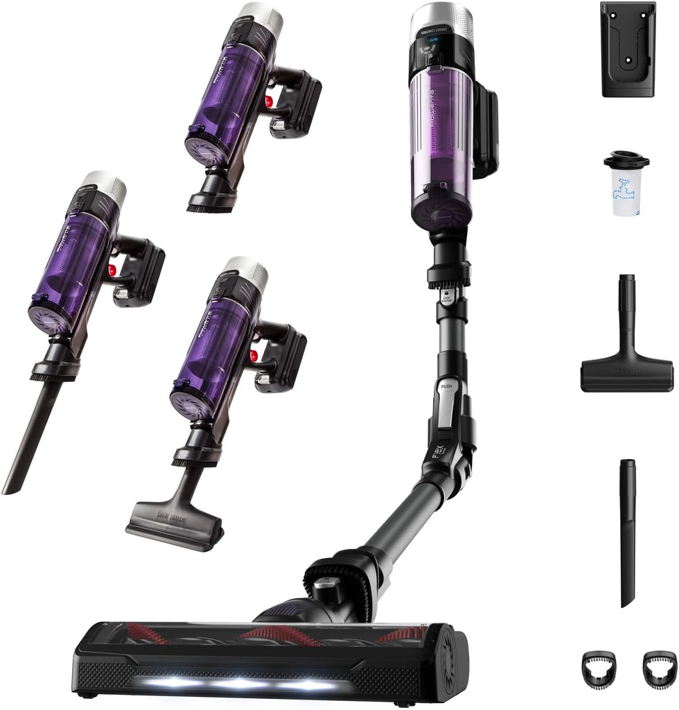 Rowenta X-Force Flex 9.60 Allergie Aspirateur balai sans fil,Filtration Anti-Allergnes,Puissant 100AW,Ultra Lger,Autonomie 45min RH2038WO,Noir / Violet