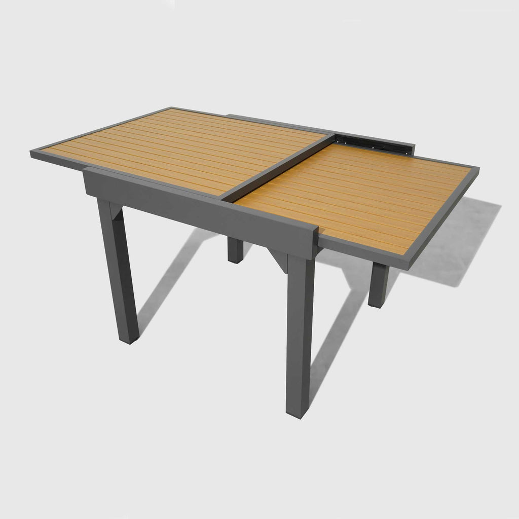 Table de jardin extensible en aluminium 8 places effet bois (90/180 x 90 cm) Murano Gris anthracite - Action-sport36 -