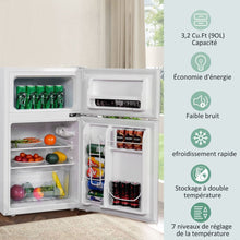 Load image into Gallery viewer, Rfrigrateur Compact Mini-rfrigrateur 90 L Conglateur Spar avec Design  2 Portes Lumire LED Grand Angle Blanc -