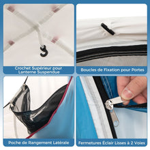 Load image into Gallery viewer, Tente de Camping pour 5 Personnes Tente Dôme Étanche avec Porte et Fenêtres en Maille Sac de Transport 248x248x230cm Bleu + Blanc -