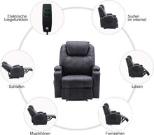 Load image into Gallery viewer, M MCombo Fauteuil Relax électrique Fauteuil de Massage Fauteuil TV Fonction inclinable Vibration Chauffage 7061 Nouveau modèle (Simili Cuir Noir)