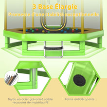 Load image into Gallery viewer, Trampoline Extérieur Ø 223cm avec Toboggan&amp;Echelle avec Filet de Sécurité 2 Portes en U Charge 270kg pour 2-3 Enfants de 3 Ans+ Bleu/Vert -