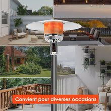 Load image into Gallery viewer, Parasol Chauffage Extrieur  Gaz 13KW Rflecteur 82cm avec Dispositif de Anti-basculement Tube 2 Roues Fluide 220cm Noir -