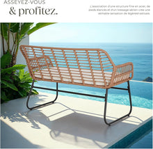 Load image into Gallery viewer, TecTake® Salon de Jardin Extérieur en Poly Rotin 4 Personnes Ensemble Canapé 2 Places 2 Fauteuil Salon et Table de Jardin, Coussins Amovibles Inclus, Amenagement Balcon Terrasse Veranda