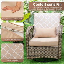 Load image into Gallery viewer, Salon de Jardin Extrieur 3PCS - 2 en Fauteuils  Bascule Pivotant  360掳Rotin PE Cadre Mtal our Terrasse Balcon -