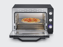 Load image into Gallery viewer, SEVERIN Four posable XXL à Chaleur Tournante 60 L avec pierre à pizza et tournebroche 2 200 W design simple et élégant, Four électrique avec minuteur 120 min, Noir/Inox, TO 2073