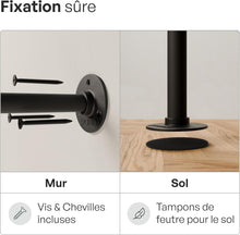 Load image into Gallery viewer, pamo penderie murale - capacité de charge 400 kg - penderie ouverte ou porte-manteau en métal noir industriel fabriqué à partir des tuyaux d’eau