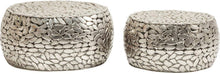 Load image into Gallery viewer, Kare Design Table Basse Pebbles Deluxe, Acier, Argent, Diamètre 66 / 56 cm, Table Basse Salon lot de 2, Meuble, Deco Intérieur, Decoration Chambre, Maison