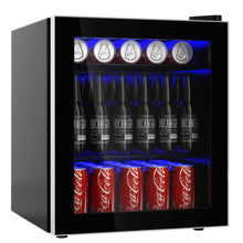 Load image into Gallery viewer, Réfrigérateur et Refroidisseur de Boissons 60 Canettes Mini Frigo avec Porte en Verre &amp; Étagères Amovibles Ajustables (60 Canettes) Noir -