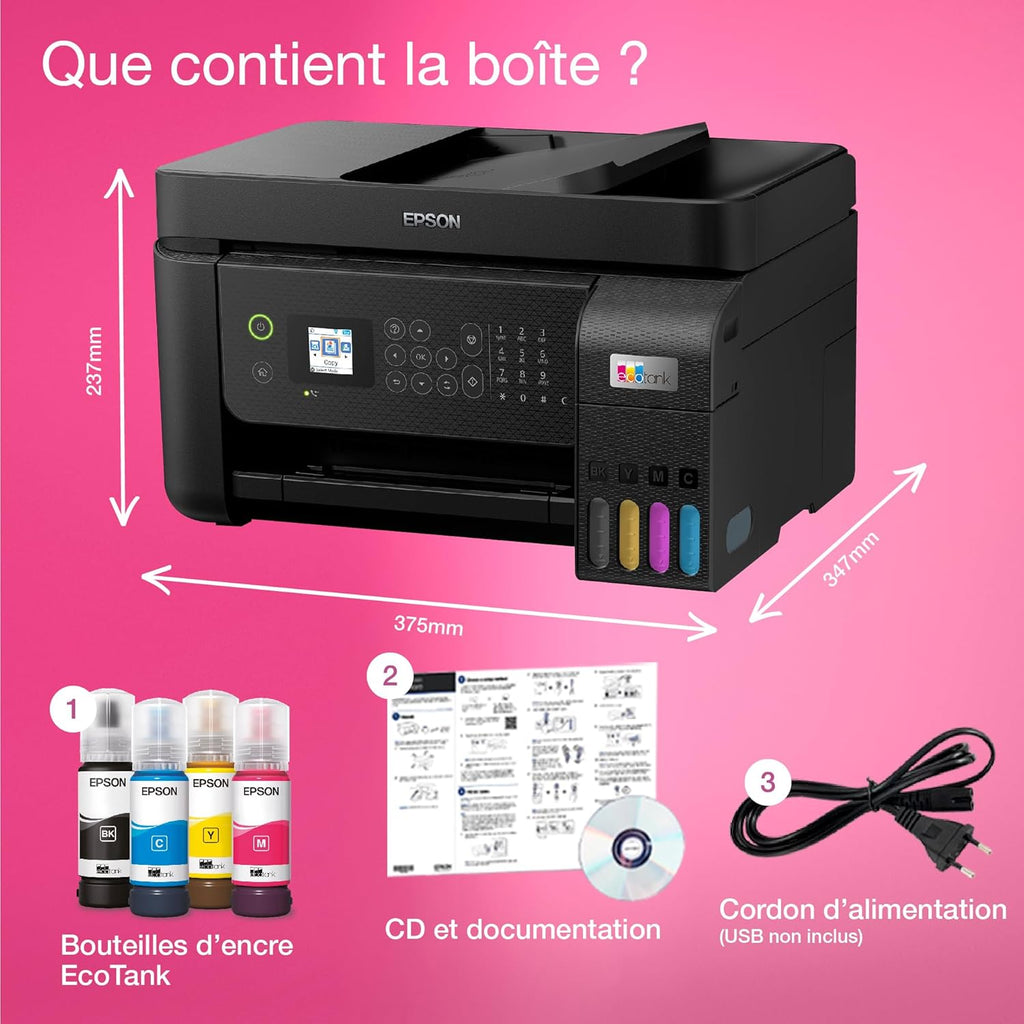 Imprimante multifonction A4 Wi-Fi EcoTank ET-4800 équipée de réservoirs d’encre, avec jusqu’à 3 ans d’encre inclus
