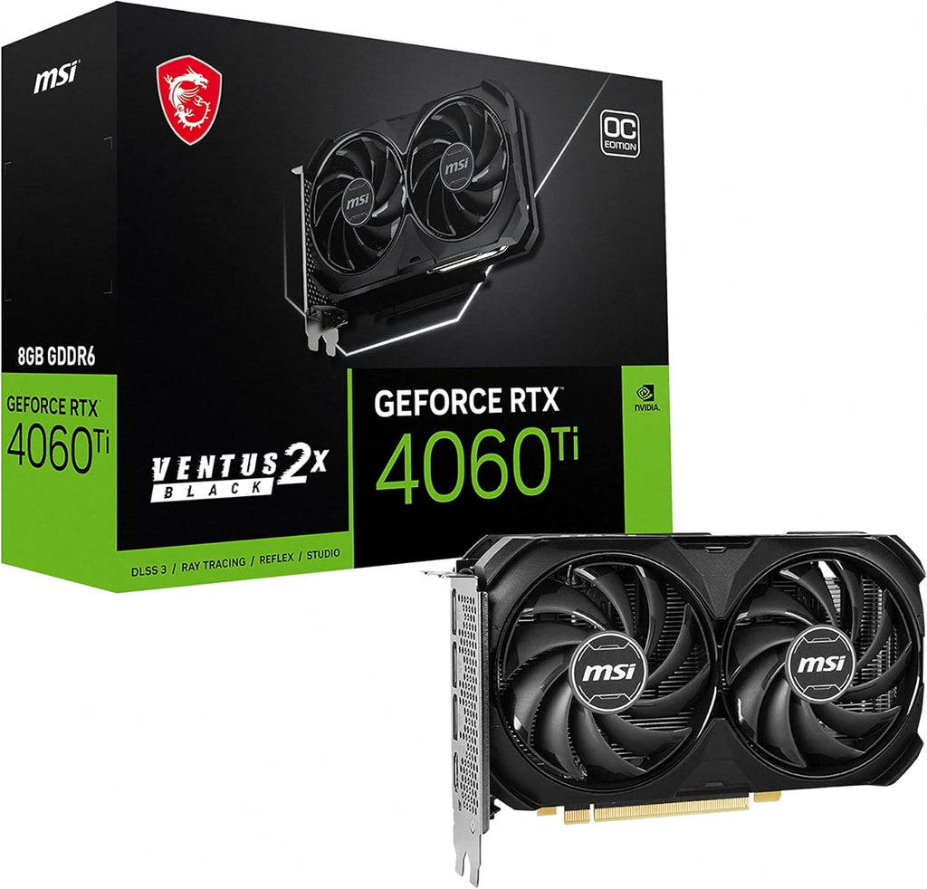 MSI Gaming GeForce RTX 4060 Ti 8 Go GDRR6 128 Bits HDMI/DP Nvlink TORX Fan 4.0 Ada Lovelace Architecture Carte Graphique (RTX 4060 Ti Ventus 2X Noir 8 Go OC)