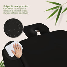 Load image into Gallery viewer, MASSUNDA All INKL Chaise de Massage Pliante et réglable en Hauteur – Table de Massage Mobile en Bois Massif avec Housse en éponge, accoudoirs et dossiers, appuie-tête Ergonomique (Noir)