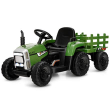 Load image into Gallery viewer, Tracteur Electrique avec Remorque pour Enfants 3 Vitesses Lumières LED Fonctions o USB et Bluetooth Jaune/Rose/Rouge/Vert/Vert Foncé/Noir -
