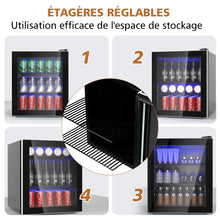 Load image into Gallery viewer, Réfrigérateur et Refroidisseur de Boissons 60 Canettes Mini Frigo avec Porte en Verre &amp; Étagères Amovibles Ajustables (60 Canettes) Noir -