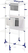 Load image into Gallery viewer, Leifheit Tour de séchage Classic Tower 340, étendoir à linge pliable à 3 niveaux, séchoir à linge tour 34 m avec cadres rabattables &amp; roulettes 360°