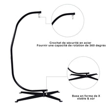 Load image into Gallery viewer, Support de hamac ou pour chaise suspendue Capacit 150 KG,en Fer de Haute Qualit,Moderne et stable,112x79x205,Noir -