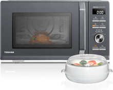 Load image into Gallery viewer, Toshiba MW3-AC26PFI(MG) Four à Micro-ondes 26L Air chaud combiné, 6-en-1 900W avec Cuiseur Vapeur en Gris Morandi, 6 Programmes 10 Niveaux de Puissance, 10 Menus Automatiques