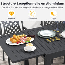 Load image into Gallery viewer, Table de Jardin Extensible en Aluminium Ajustable de 80  160 CM Table  Manger Extrieure Plateau  Lattes pour 4-6 Personnes Gris Fonc -