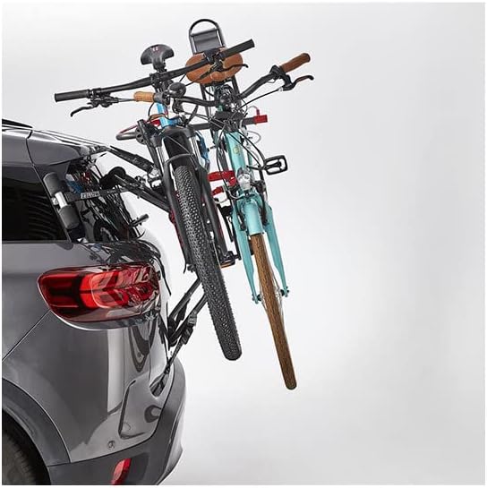 Porte Velo hayon 5 Sangles mottez Shiva 2 elec Acier 2 velos VAE/e Bike (40 kgs Max), Noir