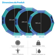 Load image into Gallery viewer, Trampoline Aquatique Gonflable Dia.457cm Capacit de 150kg avec Kit de Rparation Echelle et Gonfleur Electrique 500w Bleu -