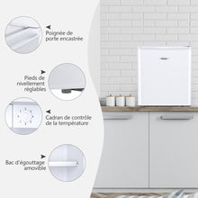 Load image into Gallery viewer, Mini Rfrigrateur 48L,2 niveaux et porte-bouteille,bac  lgumes,Silencieux 230V,46 x 44 x 49 cm,Blanc -