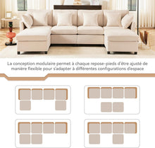 Load image into Gallery viewer, Seyakany Canapé d'angle Convertible,canapé Convertible 4 Places,en Tissu Chenille avec Repose-Pieds Amovible,canapé Quatre Places en L en U,adapté à la Maison,au Salon,à l'appartement