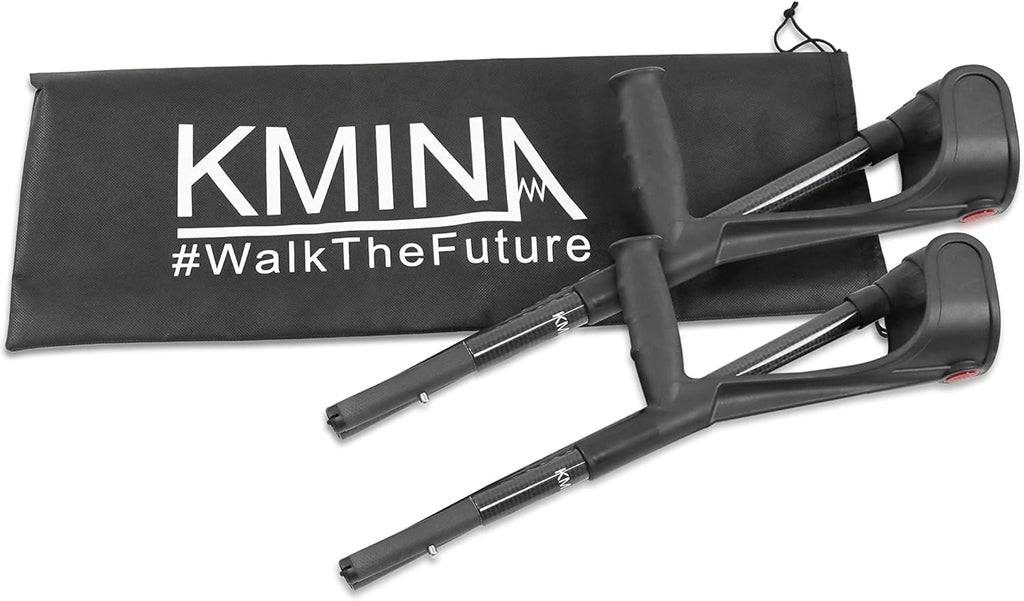 KMINA - Béquilles Pliantes Carbone (x2 Unités), Canne Anglaise, Médicales Adultes, Fibre, Légères - Made in Europe - KMINA PRO
