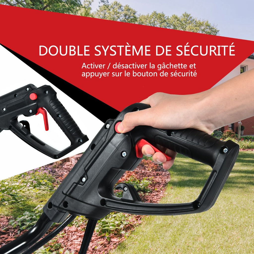Motobineuse Motoculteur Électrique 1500W Profondeur Travail 22CM Largeur 43CM avec Poignée Pliable Roues Réglables 6 Lames -