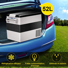 Load image into Gallery viewer, Rfrigrateur 52l de Voiture -20鈩+10鈩Mini Rfrigrateur Portable Ecran Lcd Adaptateur 69x34,5x52,5cm Noir+Gris -