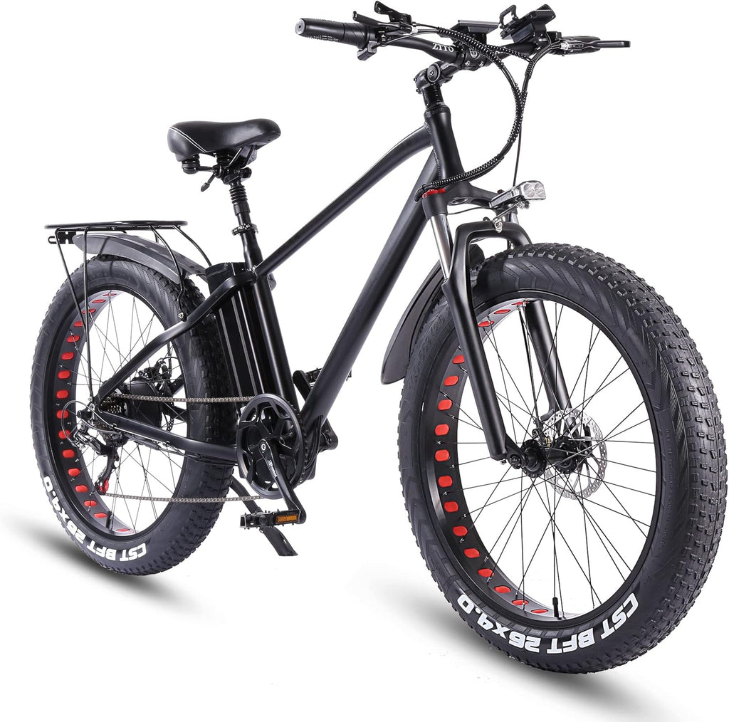ride66 Vélo électrique VTT pour Homme Adulte,26 Pouces 21Ah Batterie au Lithium Shimano 7 Vitesses,Vélo Homme Fat Bike Noir XL -