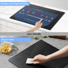 Load image into Gallery viewer, Plaque Induction 4 Feux, Plaque de Cuisson Induction avec Technologie Demi-Pont, Fonction Boost, Chauffage Uniforme, Minuterie 99 Min, Verrouillage Sécurité 6400W