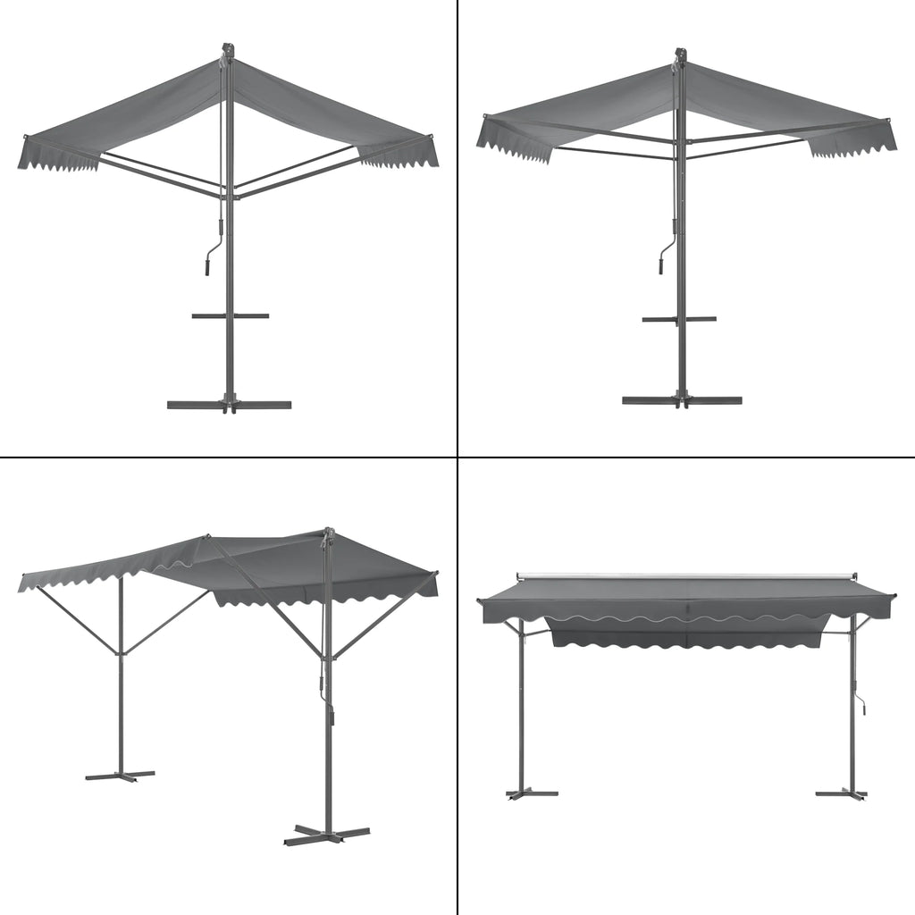 Store banne autoportant à double pente 400 x 300 x 260 cm gris foncé 03_0008294 -
