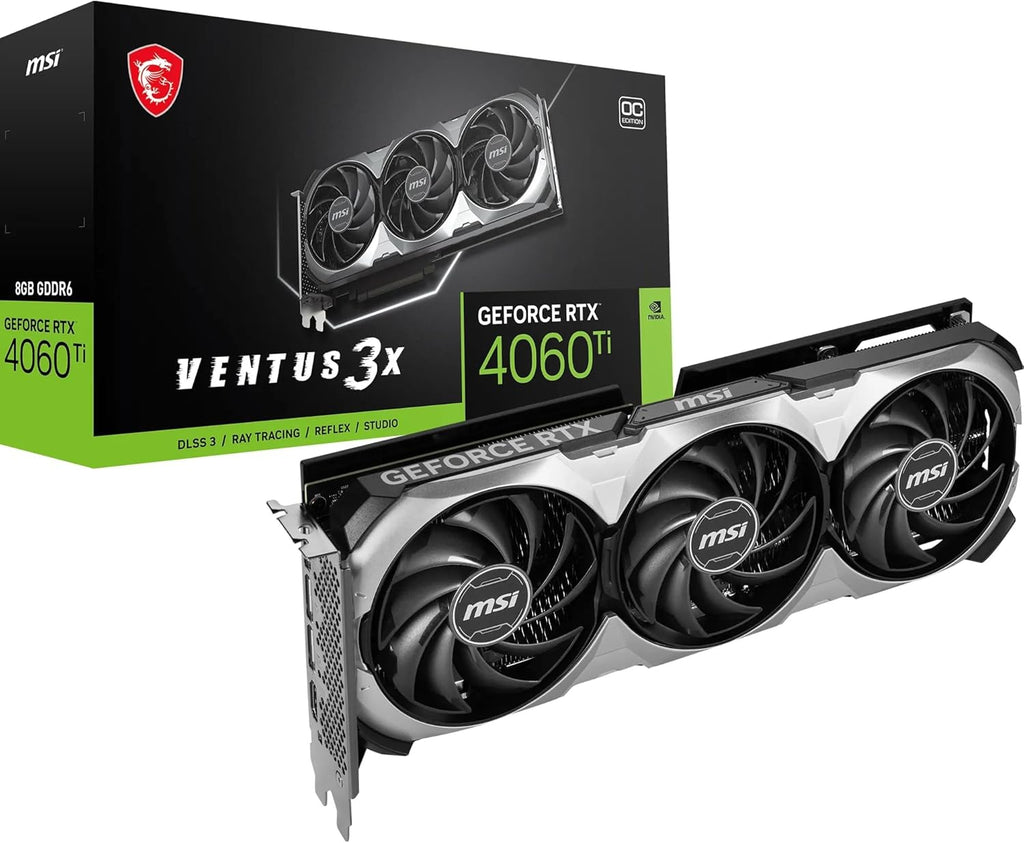 MSI GeForce RTX 4060 Ti Ventus 3X E 8G OC Carte Graphique - 8 Go GDDR6 (18 GB/s 128-bit) PCIe 4.0-3 x Ventilateurs TORX 4.0 - HDMI 2.1a DisplayPort 1.4a