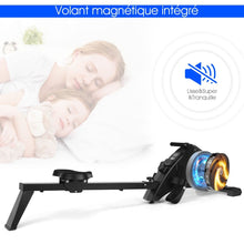 Load image into Gallery viewer, Rameur d'Appartement Pliable à Résistance 10 Niveaux Ecran Lcd Capacité 120kg Musculation Des Bras Cardio-Training Noir -