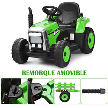Load image into Gallery viewer, Tracteur Electrique avec Remorque pour Enfants 3 Vitesses Lumières LED Fonctions o USB et Bluetooth Jaune/Rose/Rouge/Vert/Vert Foncé/Noir -