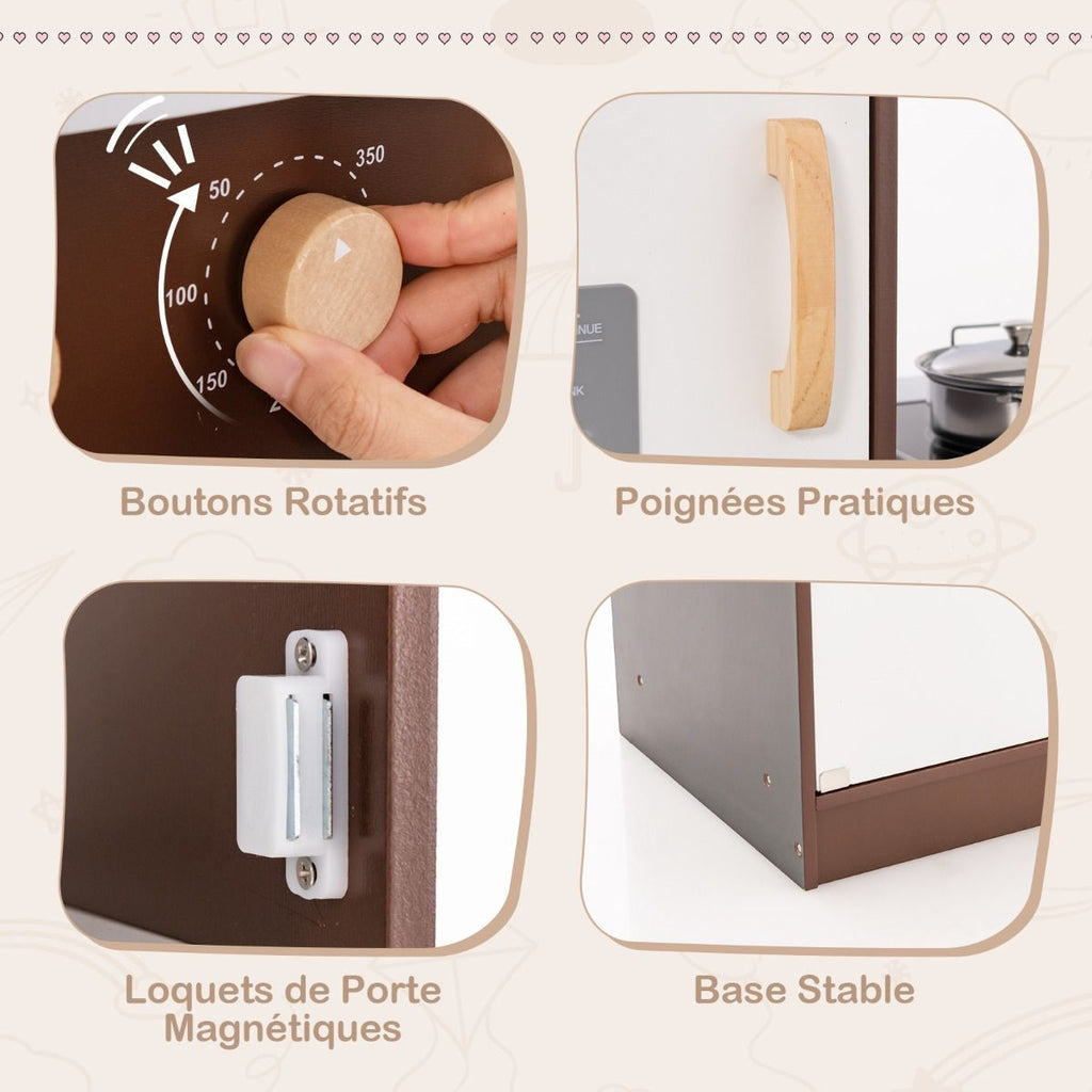 Jeu de Cuisine d'Angle pour Enfants de 3 Ans et Plus en Bois Machine  Glaons Porte-serviettes Accessoires Effets Sonores et Lumineux -