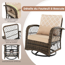Load image into Gallery viewer, Salon de Jardin Extrieur 3PCS - 2 en Fauteuils  Bascule Pivotant  360掳Rotin PE Cadre Mtal our Terrasse Balcon -