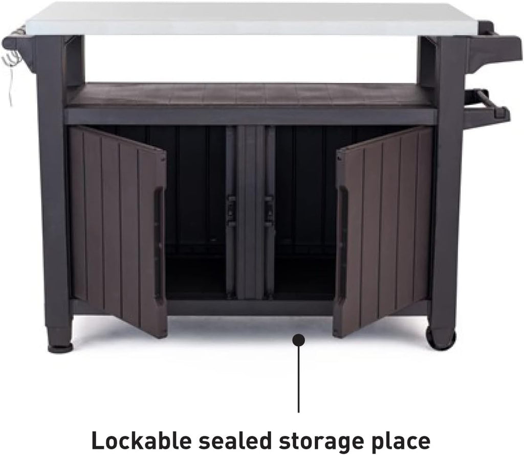 Desserte barbecue gris UNITY XL - 207 litres - 134 x 51.7 x 89.6 cm