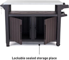Load image into Gallery viewer, Desserte barbecue gris UNITY XL - 207 litres - 134 x 51.7 x 89.6 cm