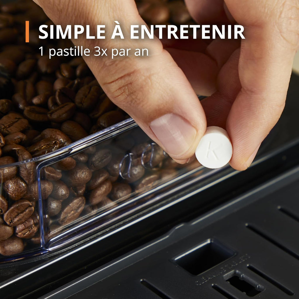 Machine  caf grain,1,7 L,2 tasses en simultan,Nettoyage automatique,Buse vapeur pour Cappuccino,Cafetire espresso,Essential noire YY8125FD,Noir -