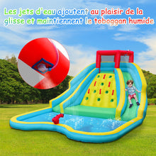 Load image into Gallery viewer, Toboggan Aquatique Gonflable 5 en 1 avec Pataugeoire Aire de Jeux Gonflable en Oxford avec Mur d'Escalade Charge 150kg pour 3-10 Ans (sans Souffleur) -