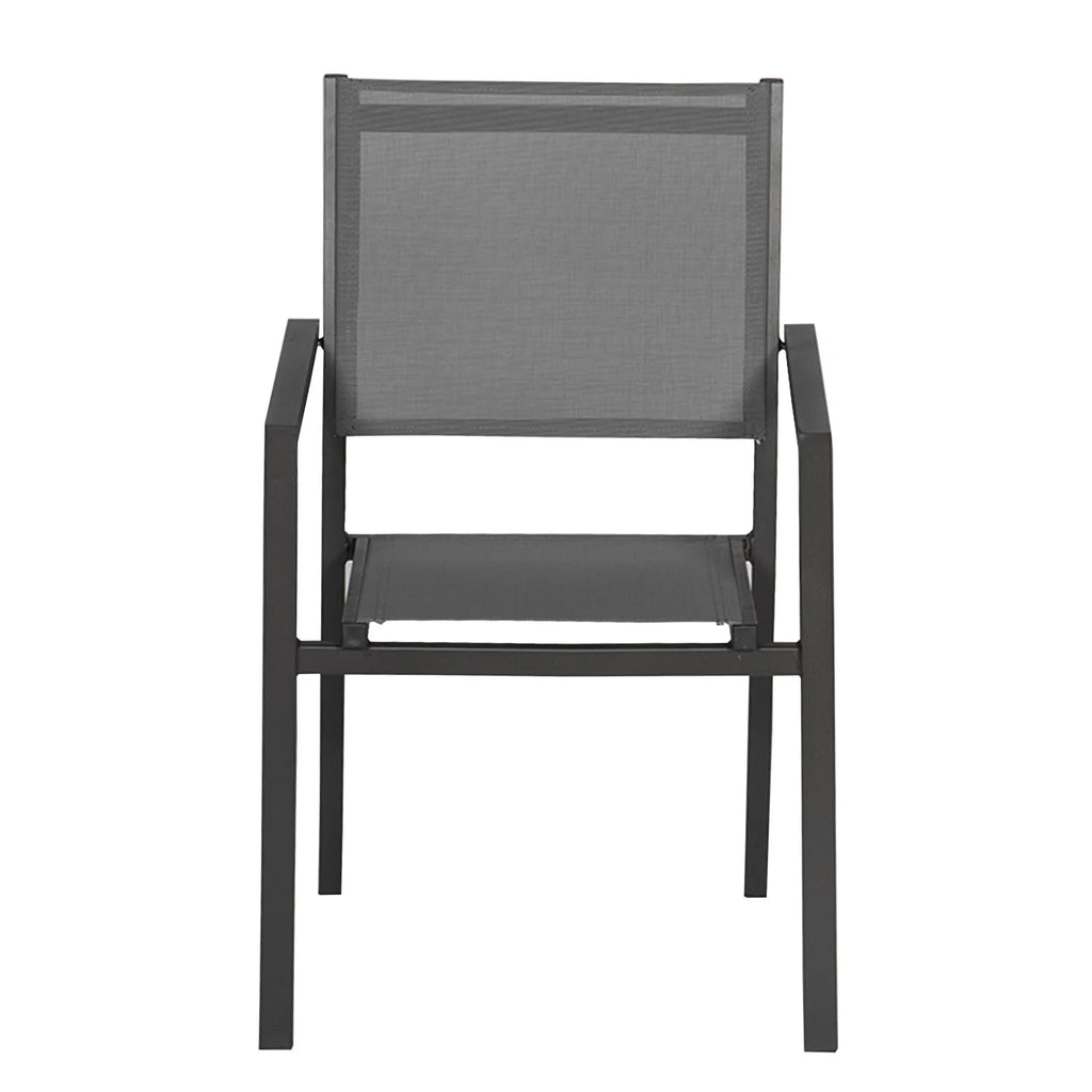 Lot de 8 chaises en aluminium anthracite - textilne gris -