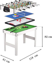 Load image into Gallery viewer, Leomark Table 4 Jeux en 1 - Billard, babyfoot, Hockey de Table et ping-Pong Table à Jouer Multifonction Table multijeux Dim: 120 x 61 x 82 (Hauteur) cm