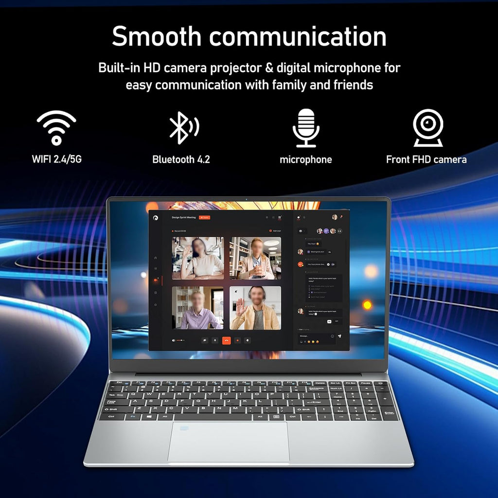 Ordinateur Portable 15 6 Pouces PC Portable Celeron N5095 CPU 16Go RAM 512Go SSD Laptop Win11 FHD 1920 x 1080 Rétroéclairé & Déverrouillage Empreinte Webca Wi-FI 5 BT4.2 USB 3.0 * 2