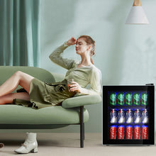 Load image into Gallery viewer, Réfrigérateur et Refroidisseur de Boissons 60 Canettes Mini Frigo avec Porte en Verre &amp; Étagères Amovibles Ajustables (60 Canettes) Noir -