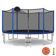 Load image into Gallery viewer, Trampoline d'Extrieur 脴366 cm Trampoline avec Panier de Basket Filet de Protection Trampoline pour Enfants et Adultes -
