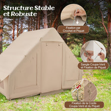 Load image into Gallery viewer, Tente de Camping Gonflable 6 m² pour 4-6 Personnes Tente en Coton Coupe-vent et Imperméable avec Pompe 7 Fenêtres à Moustiquaire Beige -